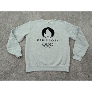 Paris Olympics 2024 Sweater Mens Extra Large Pullover Long Sleeve Fleece Gray‎